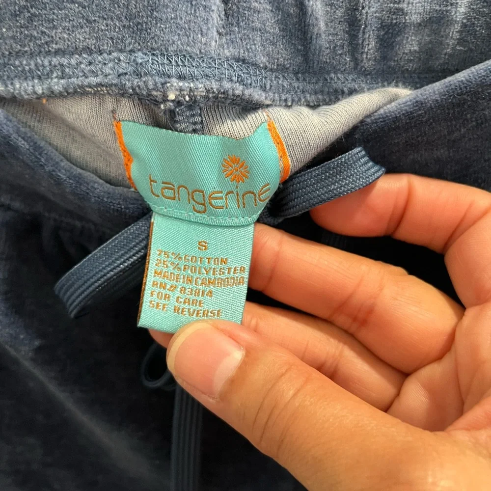 Tangerine Denim Blue VelourTracksuit Sz. L‎ Jacket and S Pants NWT